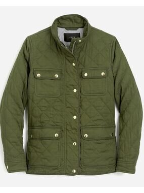 J. CREW Jacket XXS Chartreuse Olive Green Quilted Barn Downtown Field Utility